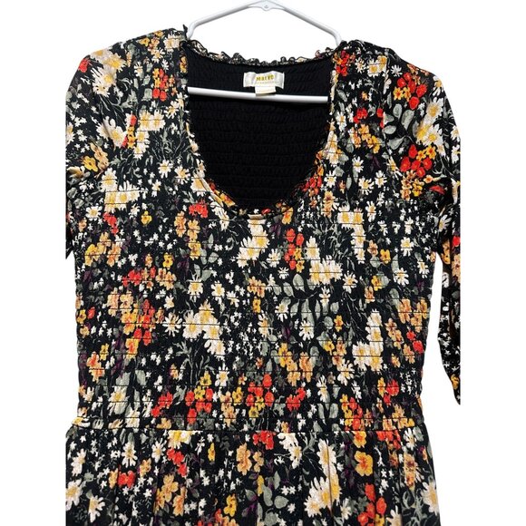 Anthropologie Omya Fall Flora Maxi Dress XS Back Orange Smocked Waist Scoop Neck - Picture 15 of 16